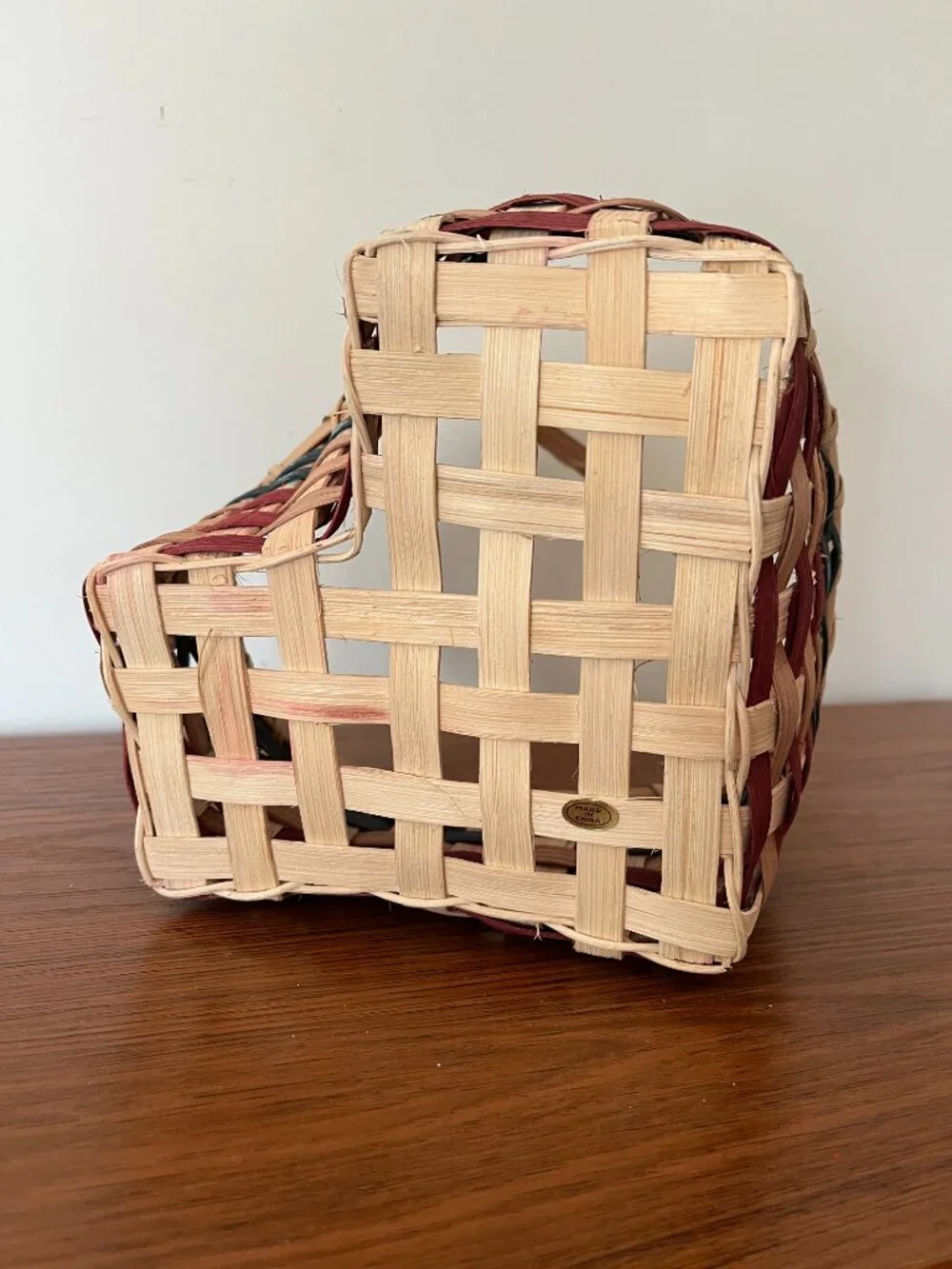 Patriotic Heart Shaped Wicker Basket